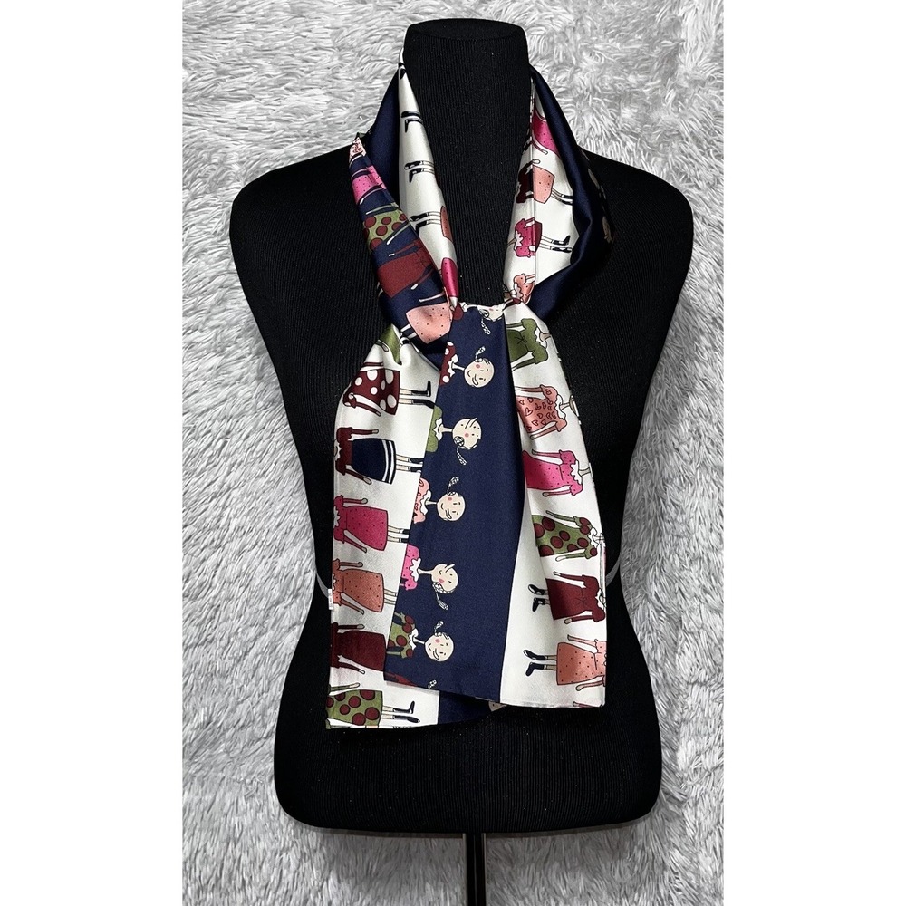 Women Scarf Blue Silky Feel Colorful Neckerchief Head Wrap Bandana